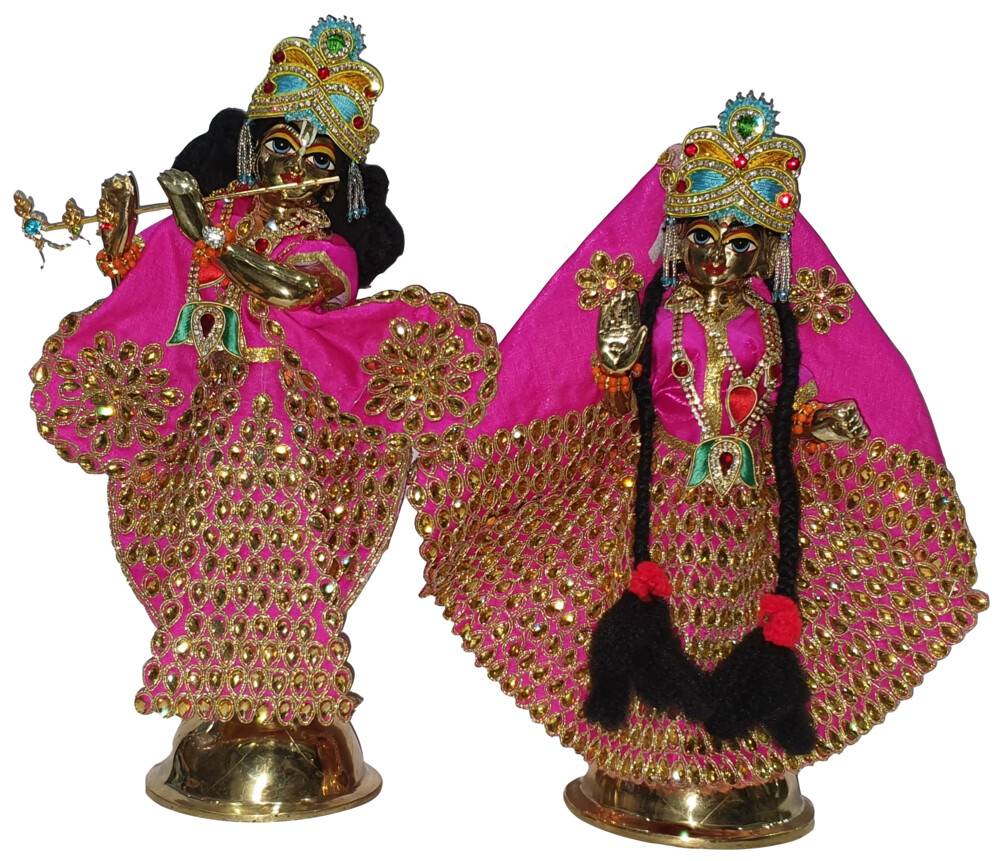 Buy (8 Inch Murti Size) HKS Radha Krishna Ji Jamnashtami Special Dress | Radha  Krishna Ji Heavy Embroidery Dress with Two Mala | Dress Length 5 Inch (Pack  of 4) | G6