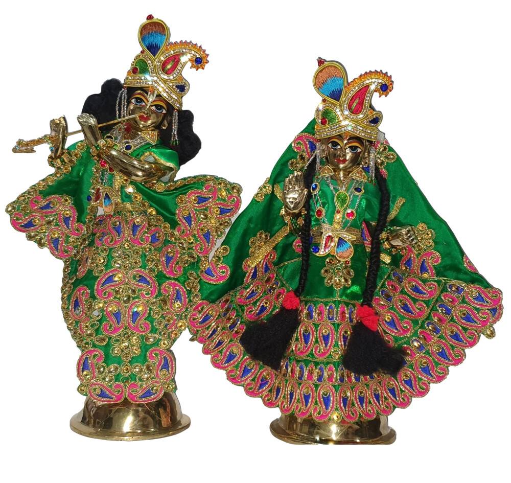 Radha Krishna Floral Dress with Gems and Thread Work (Type 3)