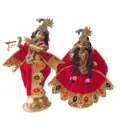 Radha Krishna Velvet Dress with Floral and Gems Work