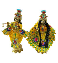 Radha Krishna Deity Dress Pearls, Sequins, Multicolor Gems Classy Threaded Work