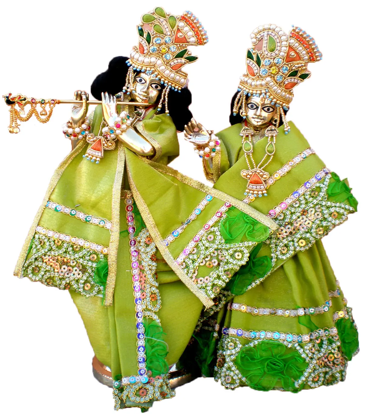 Radha Krishna Deities (Brass 16\", Lotus Base)