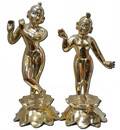 Radha Krishna Deities (Brass 16\", Lotus Base)