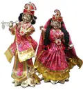 Radha Krishna Deities (Brass 16\", Lotus Base)