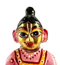 Laddu Gopal Painted Brass Sitting Deity 3.5\"
