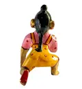 Laddu Gopal Painted Brass Sitting Deity 3.5\"