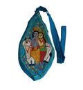 Radha Krishna & Cow Japa Bead Bag Embroidered with Mahamantra on back