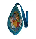 Radha Krishna & Cow Japa Bead Bag Embroidered with Mahamantra on back