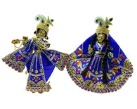 Radha Krishna Deity Dress Golden Gems Multicolor Diamonds