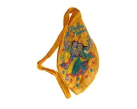 Radha Krishna On Swing Embroided Japa Bead Bag with Maha-Mantra on Back