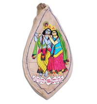Radha and Krishna Standing on Lotus Japa Bead Bag