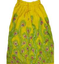 Skirt -- Peacock Feather Design, Rayon