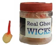 Real Ghee Wicks [Pack of 20] for Deity Worship -- Made in Vrindavan