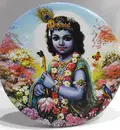 Folding Altar Stand 3\" -- Krishna Smiling