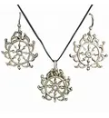 Sudarshan Chakra Set - Pair of Earrings & Matching Pendant with Black Thread