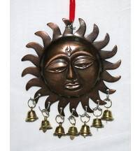 Hanging Surya / Sun Decoration with Bells (Pack of 3)