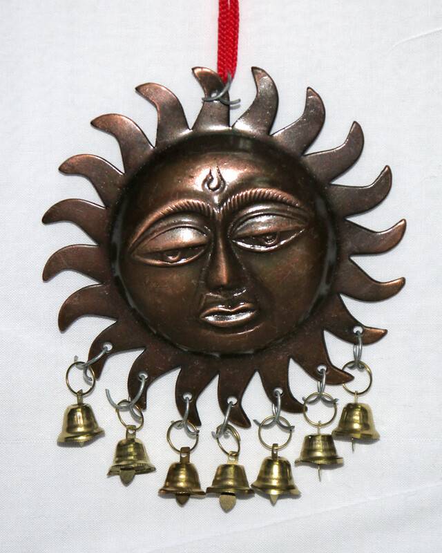 Hanging Surya / Sun Decoration with Bells (Pack of 3)