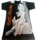 T-Shirt: Black With White Krishna Print and Orange Hare Krishna