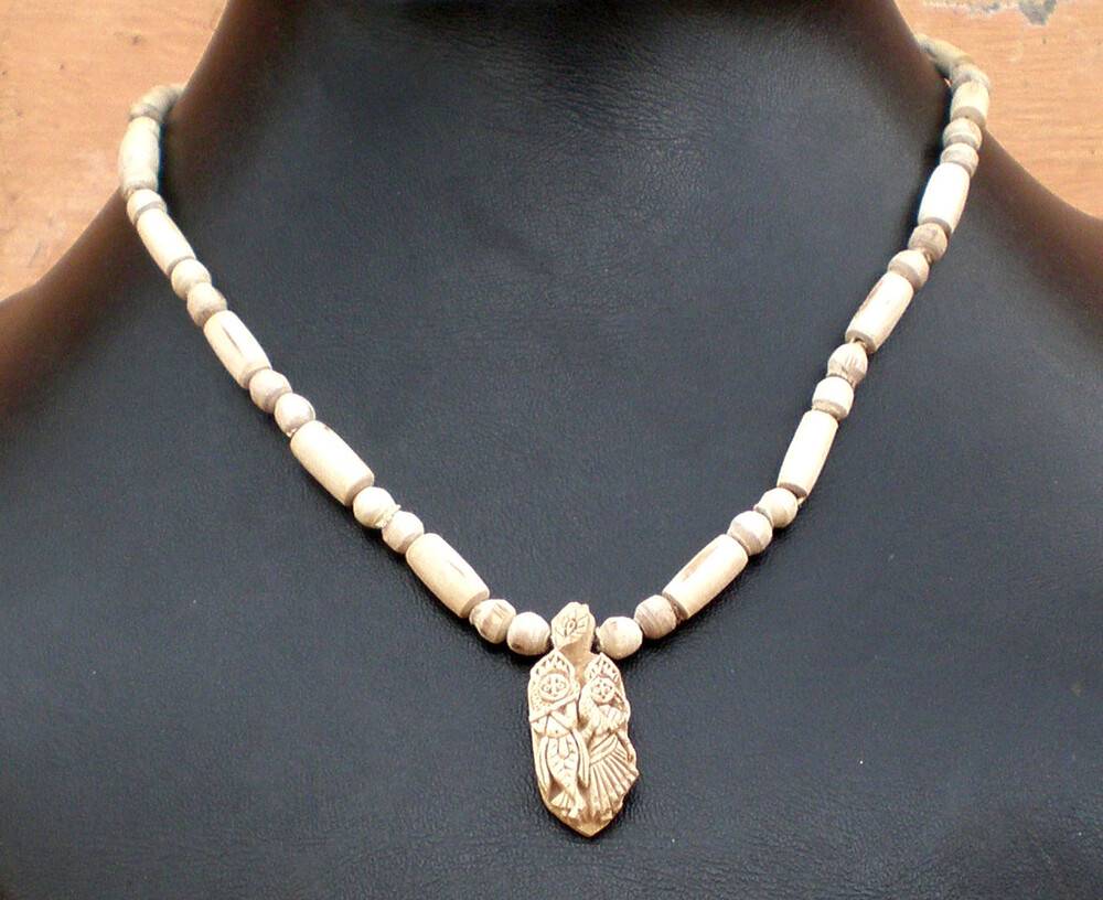 Tulsi Necklace with Pendant -- Radha\'s Name (Big)