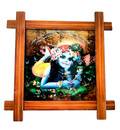 Wooden Framed Picture -- Lord Krishna --  9\" x 9\"