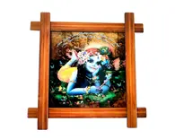 Wooden Framed Picture -- Lord Krishna --  9" x 9"