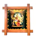 Wooden Framed Picture -- Lord Nrsimhadeva Kills Hiranyakasipu --  9\" x 9\"