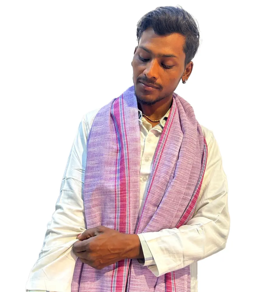 Gamcha, Khadi, medium size (160x75 cm) -- Traditional Indian Bathing Towel