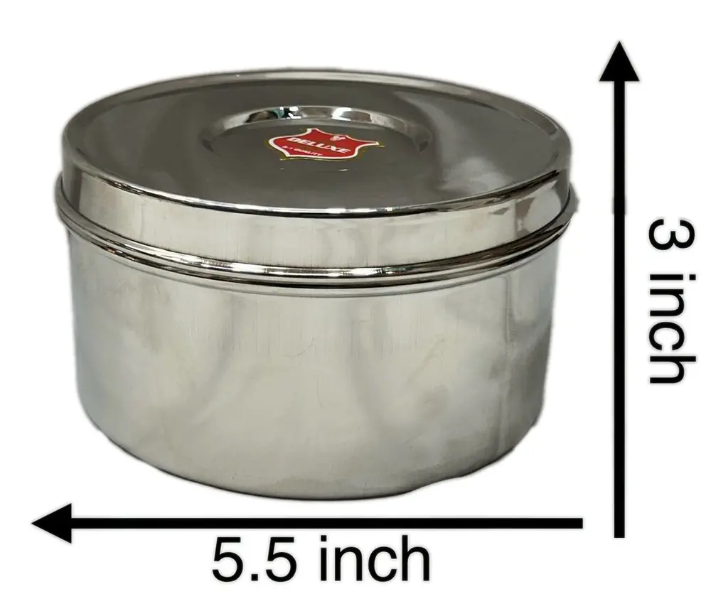 Prasadam Lunchbox Round Stainless Steel Medium (2\" x 4.5\")