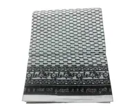 White Cotton Chadar with Black Print (2.25 m)