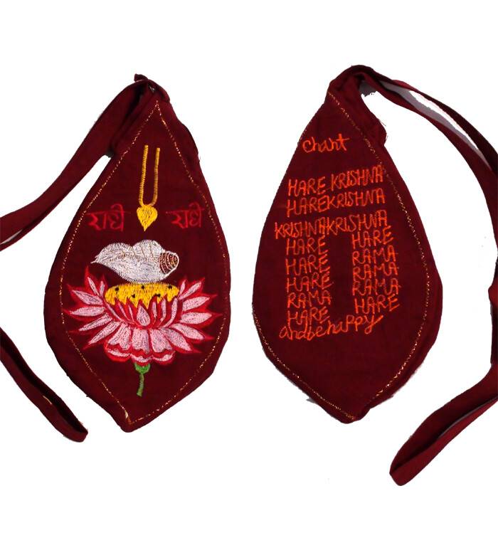 Tilak, Lotus & Conch Shell Japa Bead Bag