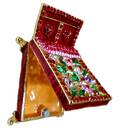 Bed for Deities to Take Rest -- Metal and Jewels -- 2.5\"