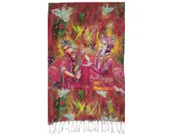 Jute Scarf for Matajis -- Digital Print, Radha Krishna