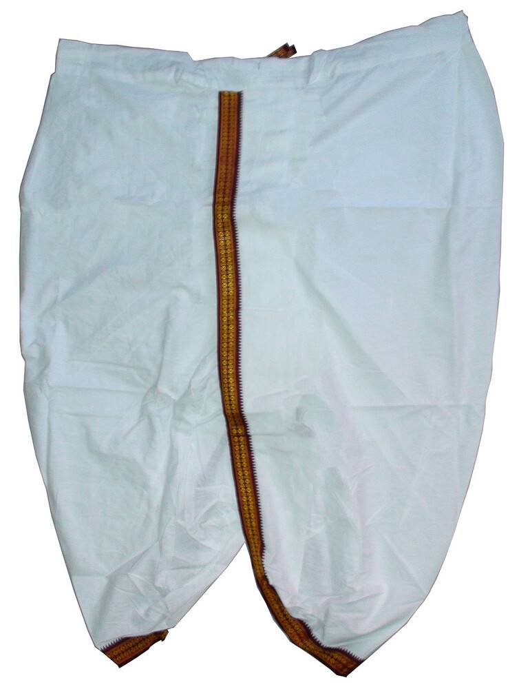 Dhoti White Ready-Made Trouser -- Plain Borders