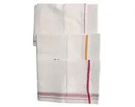 Dhoti White Cotton Thick -- Plain Color Borders