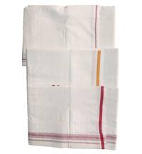 Dhoti White Cotton Thick -- Plain Color Borders