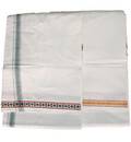 Dhoti White Cotton Thick -- Fancy Color Borders