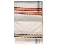 Dhoti White Cotton Thick -- Ganga-Yamuna Borders