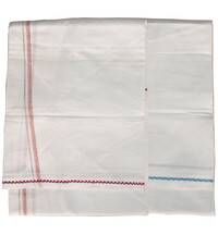 Dhoti White Cotton Thick -- Thin Fancy Color Borders