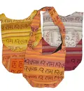 Handbag with Hare Krishna Mantra in Earthy Colors