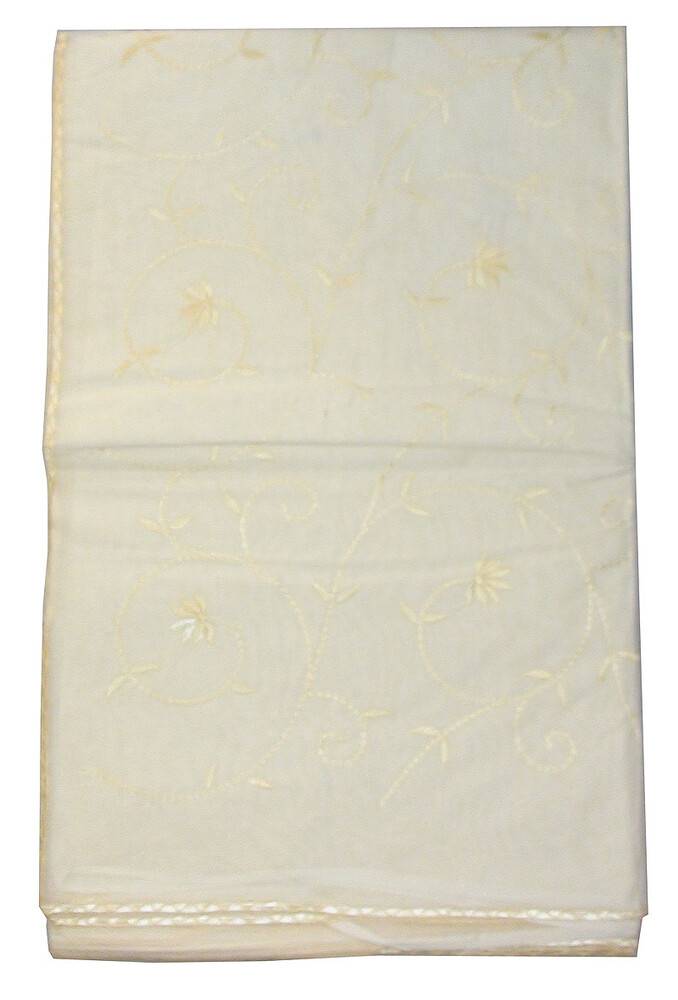 Sari, Cotton -- Beige Background with Embroidery