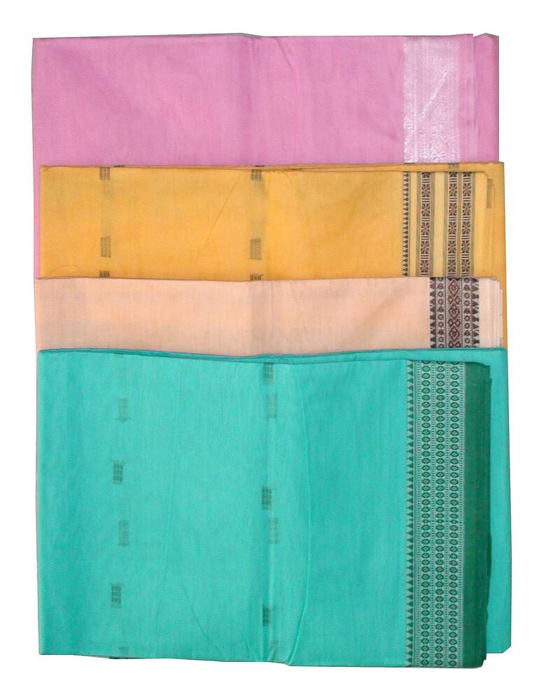 Sari, Plain Cotton -- Light Colors, Nice Border