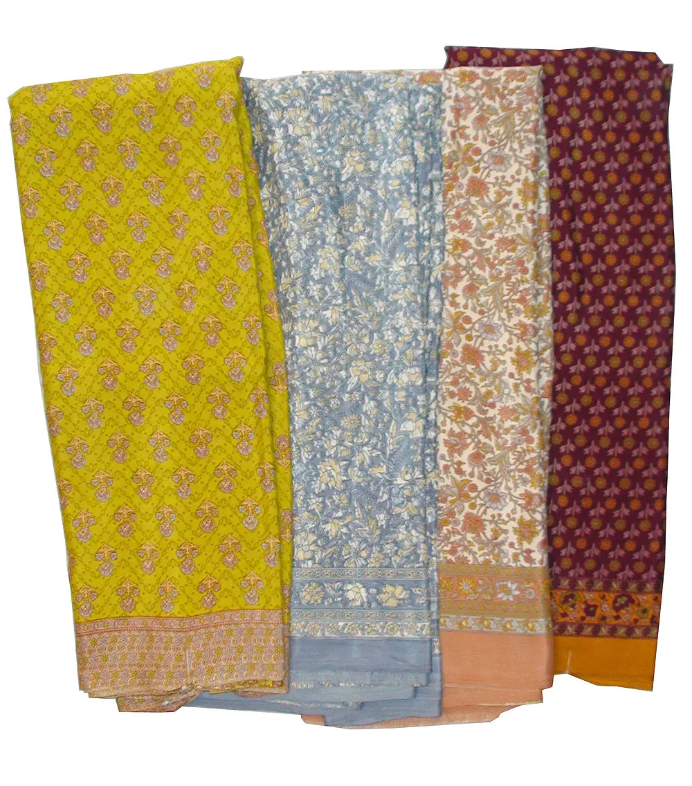 Saloni Sari -- Fine Jute-Cotton, Printed pattern on color background