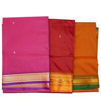 Sari, Synthetic  -- South Indian (Plain Bright Colors with Golden Border)