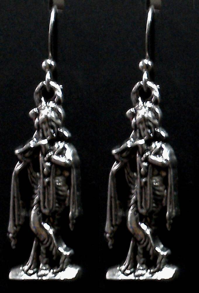 Earrings Krishna Standing With Flute (Pair)