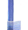 Sari, Fine Cotton -- White with Printed Blue Border