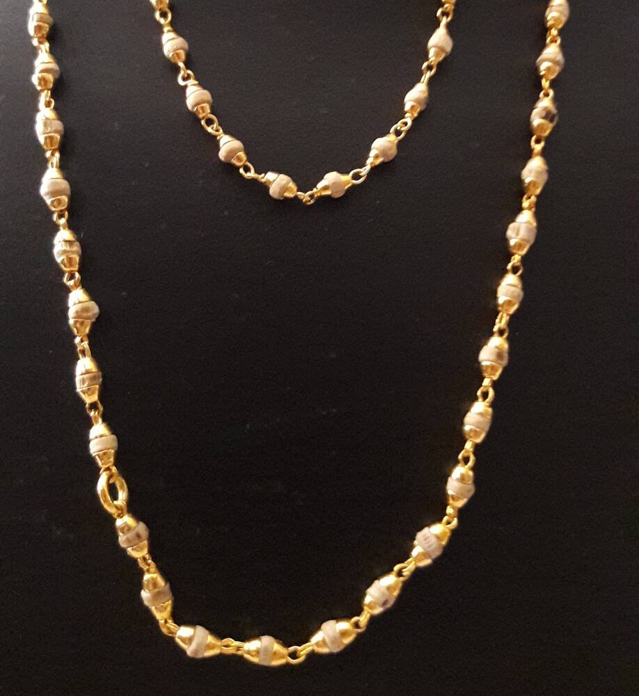 Gold Plated Silver Tulsi Necklace - Large Beads