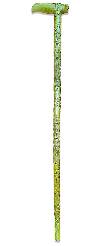 Carved Wooden Cane for Temple, Resizeable! Up to 38\" inches