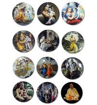 Krishna Decoration Magnets -- Radha, Krishna, Gaura Nitai, Prabhupada etc. (12-pack)
