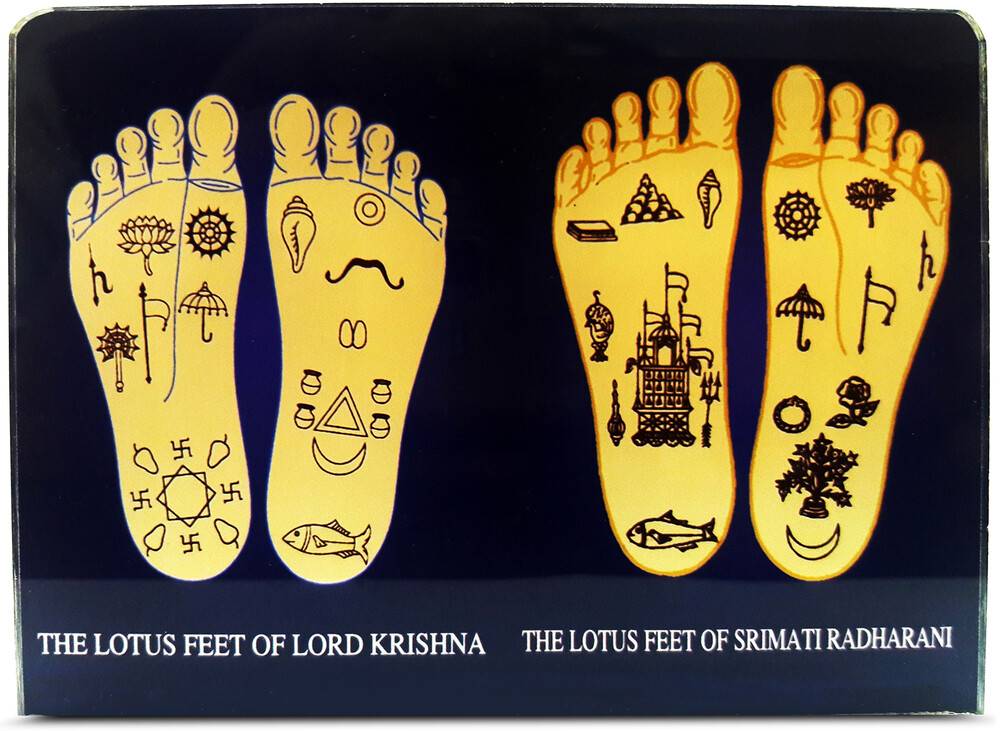 Acrylic Stand -- Radha Krishna Lotus Feet (4\" x 3\")