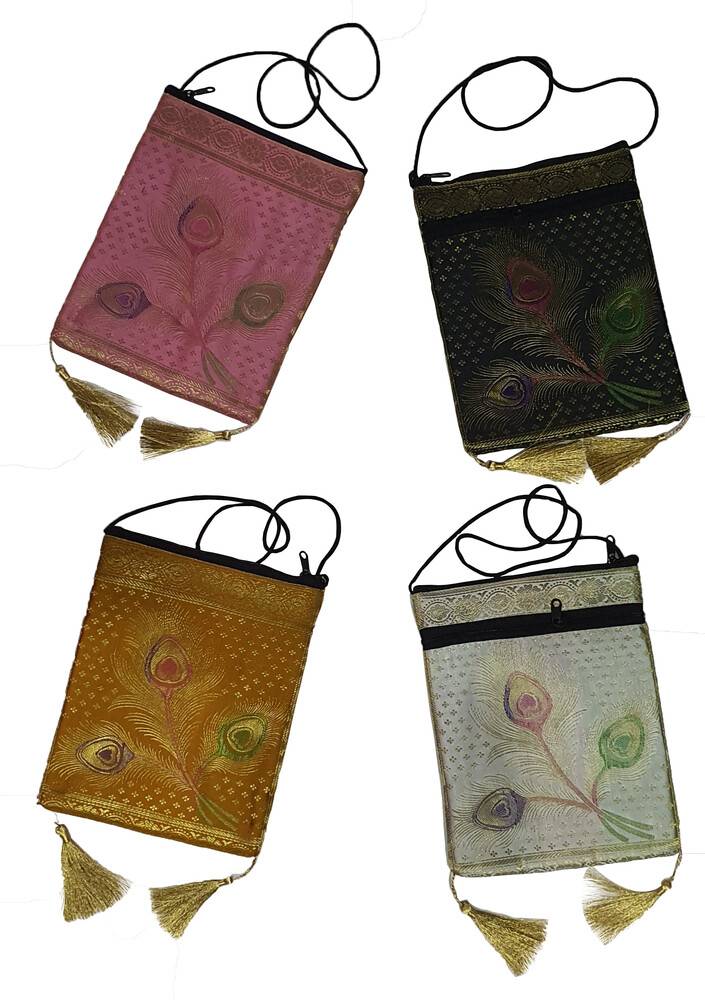 Double Zip Bag With Traditional Indian Designs (9\" x 7\")