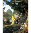 Radha and Krishna on Swing (Greeting Card Pack of 10)